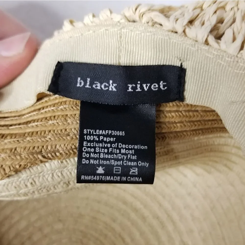 Wilson leather Black Rivet paper hat NWT sun beach vacation hat